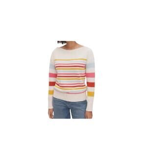 Gap Minimalist Boat Neck Sweater Ivory Striped Cotton Size S